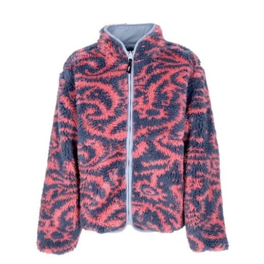 OBEY Teddy Bear Women's Aiden Sherpa Jacket Reversible Sweet Coral Multi Size XS
